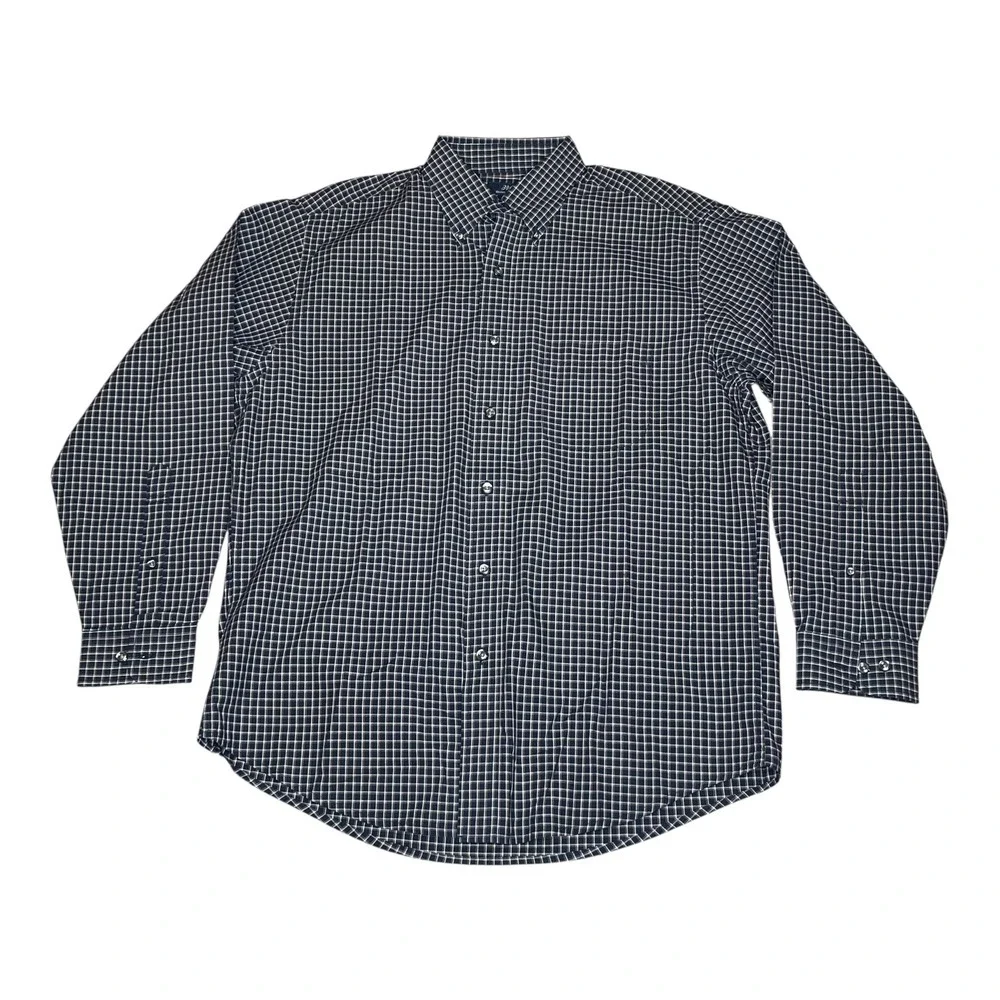 Brooks‎ Brothers 346 Mens Medium Grey Plaid Check Cotton Button Down Shirt